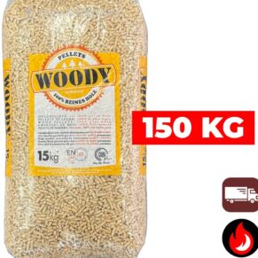 150 kg | Woody Premium (lichte) houtpellets | ENplus A1 & DIN+ | Inclusief bezorging